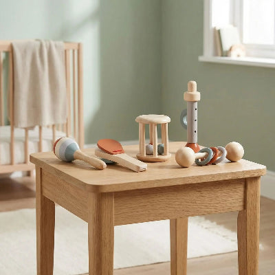 Hochet Bébé Kit 5 pièces d’instruments en bois Montessori