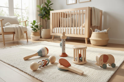 Hochet Bébé  Kit 5 pièces d’instruments en bois Montessori