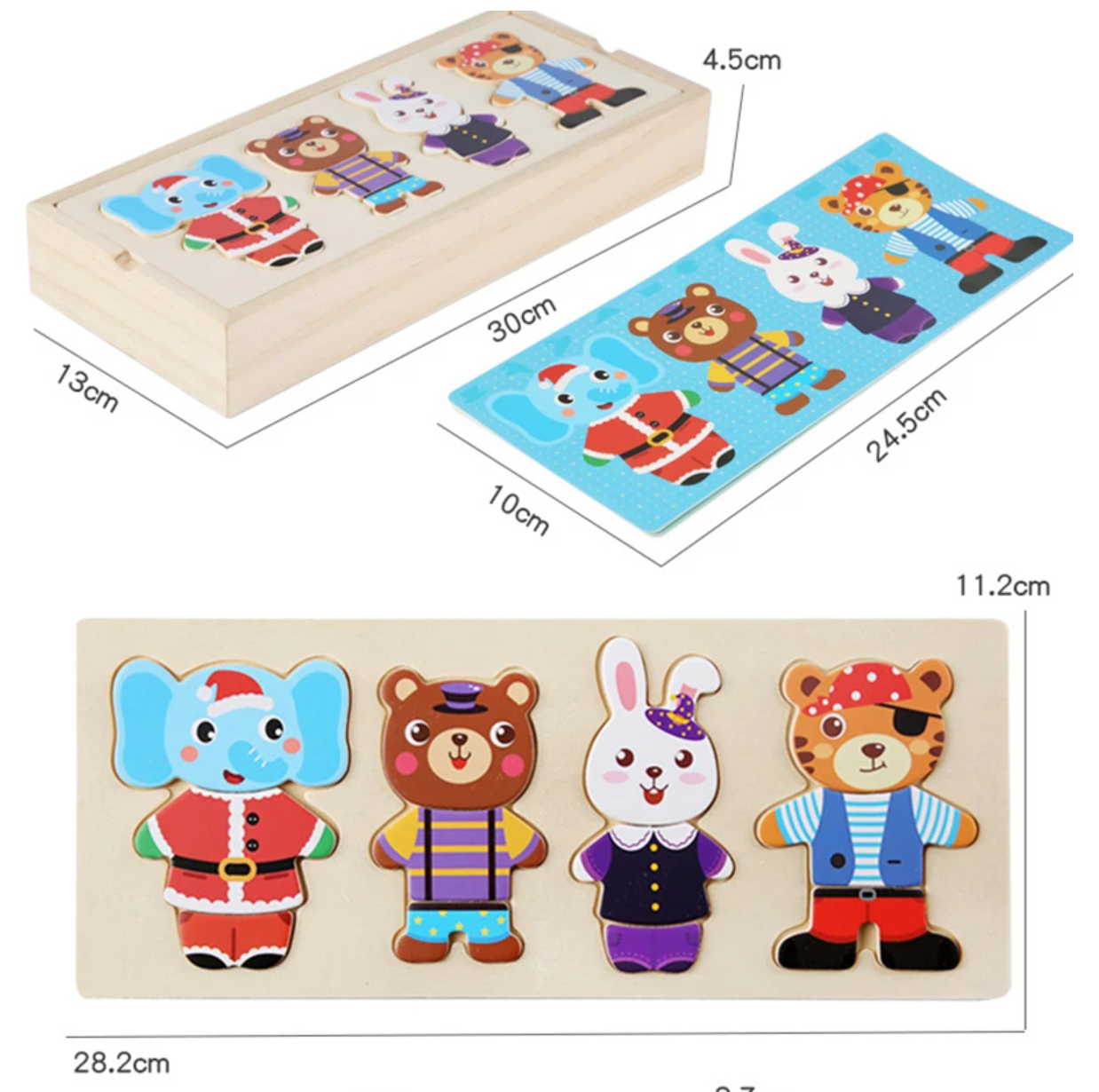 Puzzle Montessori en Bois – Animaux -72 pièces | Jouet Éducatif en Bois Naturel dès 2 ans