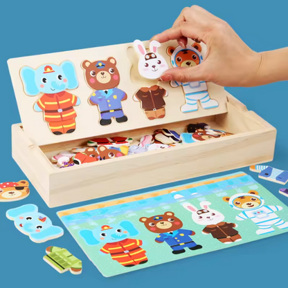 Puzzle Montessori en Bois – Animaux -72 pièces | Jouet Éducatif en Bois Naturel dès 2 ans