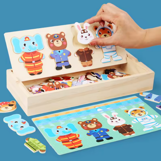 Puzzle Montessori en Bois – Animaux -72 pièces | Jouet Éducatif en Bois Naturel dès 2 ans