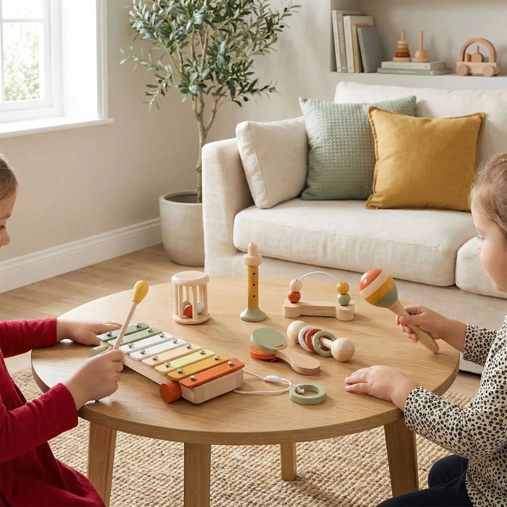 Hochet Bébé | Kit 7 pièces d’instruments en bois Montessori - Mon Premier Jouet