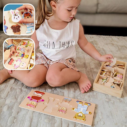 Puzzle Montessori en Bois – Animaux -72 pièces | Jouet Éducatif en Bois Naturel dès 2 ans