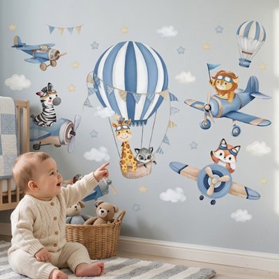 Stickers muraux | l'aventure aérienne commence ici 60x46cm, 80x62cm et 100x77cm - Mon Premier Jouet