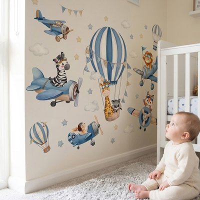 Stickers muraux | l'aventure aérienne commence ici 60x46cm, 80x62cm et 100x77cm - Mon Premier Jouet