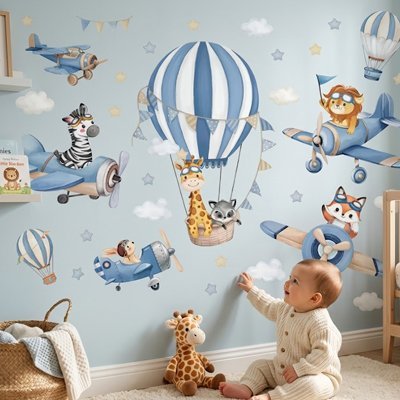 Stickers muraux | l'aventure aérienne commence ici 60x46cm, 80x62cm et 100x77cm - Mon Premier Jouet