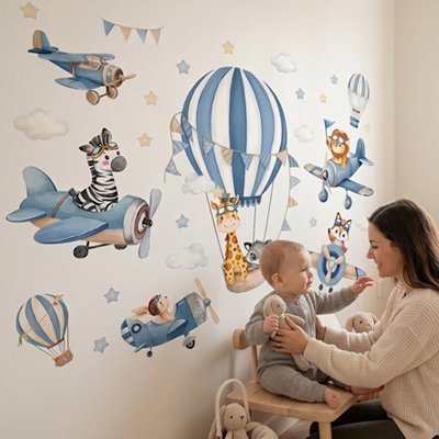 Stickers muraux | l'aventure aérienne commence ici 60x46cm, 80x62cm et 100x77cm - Mon Premier Jouet