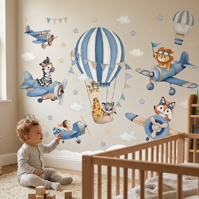 Stickers muraux | l'aventure aérienne commence ici 60x46cm, 80x62cm et 100x77cm - Mon Premier Jouet